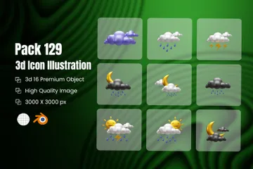 Free 雲の天気 3D Iconパック