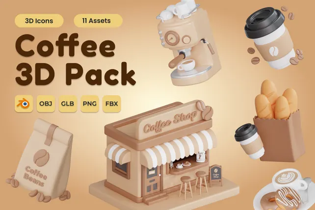 Premium Coffee 3D Illustration pack from Food & Drink 3D Illustrations
