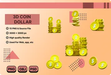 Coin Dollar 3D Icon Pack