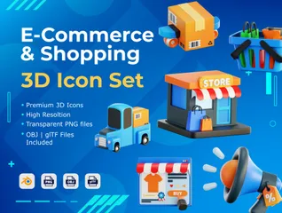 Comércio eletrônico e compras Pacote de Icon 3D