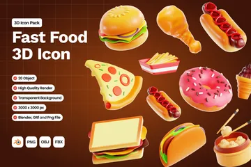 Comida rápida Paquete de Icon 3D