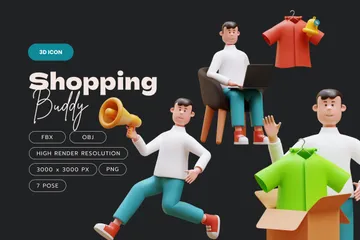 Compañero de compras 3D Illustration Pack