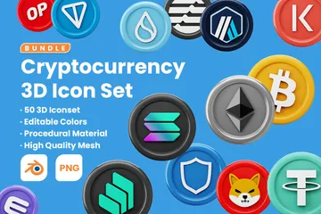 Moeda Criptomoeda Pacote de Icon 3D