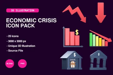 Crisis económica Paquete de Icon 3D