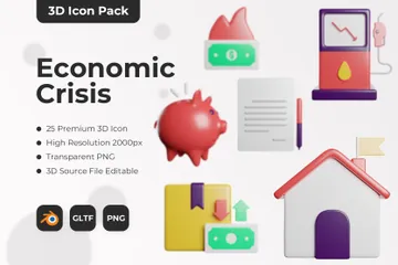 Crisis económica Paquete de Icon 3D