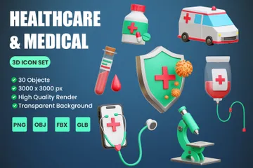 Saúde e Medicina Pacote de Icon 3D