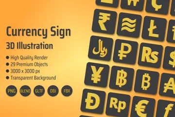 Currency Sign 3D Icon Pack