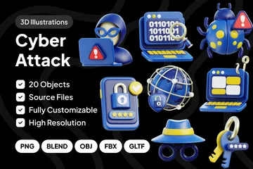 Cyber Attacke 3D-Illustration Pack