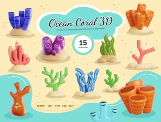 Decoração de Coral Oceânico Pacote de Icon 3D