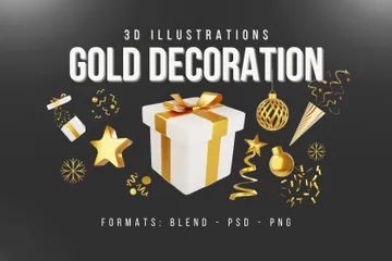 Decoração Dourada Pacote de Icon 3D