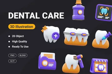 Dental Care 3D Icon Pack