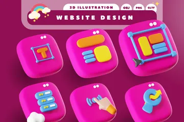 Design do site Pacote de Icon 3D