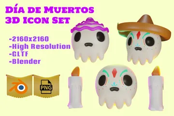 Día De Muertos México Paquete de Icon 3D