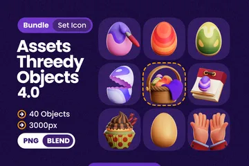 Objetos do Dia da Páscoa Pacote de Icon 3D