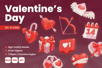 Paquete de iconos 3D del día de San Valentín Paquete de Icon 3D