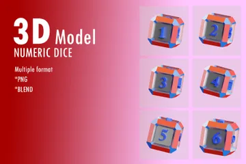 Dice With Face Numbers 3D Icon Pack