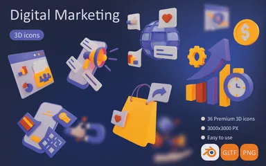 Digitales Marketing 3D Icon Pack