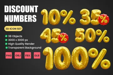 Discount Numbers 3D Icon Pack