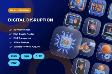 Disrupción digital Paquete de Icon 3D