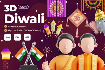 Diwali Pacote de Icon 3D