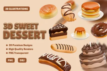 Postre dulce Paquete de Icon 3D