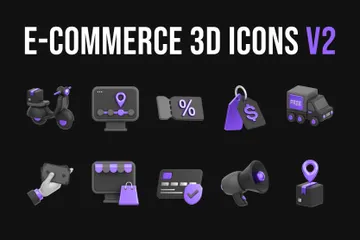 E-commerce e compras V2 Pacote de Illustration 3D