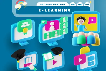 E-Learning Pacote de Icon 3D