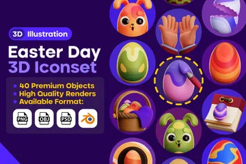 Easter Egg Day 3D Icon Pack