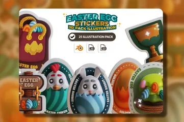 Easter Egg Sticker 3D Icon Pack