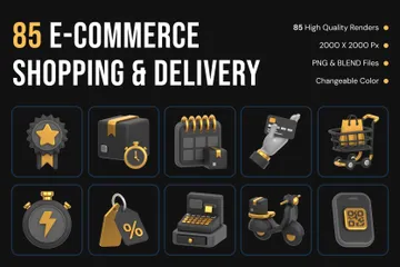 Ecommerce Shopping & Delivery 3D Icon Pack