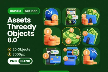 Objets économiques mondiaux Pack 3D Icon