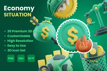 Economy Situation 3D Icon Pack