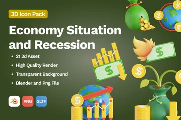 Economy Situation And Recession 3D Icon Pack