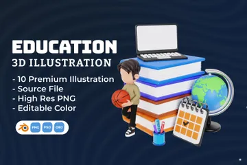 Educação Pacote de Icon 3D