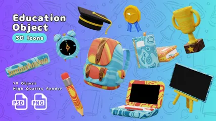 Educación 3D Icon Pack