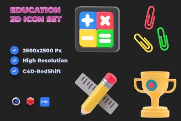 Education 3D Icon Pack