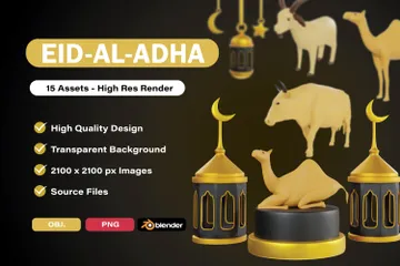 Eid al-Adha Mubarak Pacote de Icon 3D