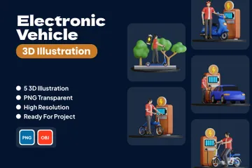 Electronic Vehicle 3D Illustration Pack