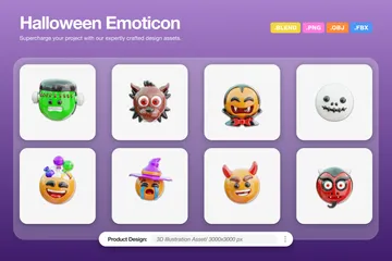 Emoticon de Halloween Pacote de Icon 3D