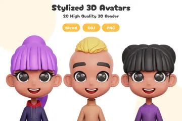 Ensemble d'avatar stylisé Pack 3D Icon