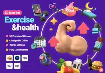 Exercice et santé Pack 3D Icon