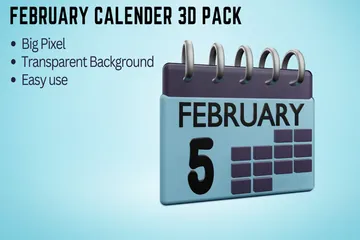 Februar Kalender 3D Icon Pack