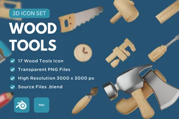 Ferramentas de madeira Pacote de Icon 3D