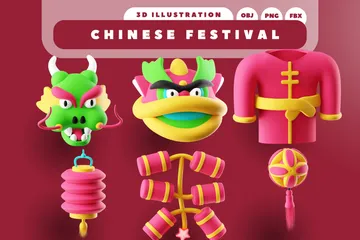 Festival Chinês Pacote de Icon 3D