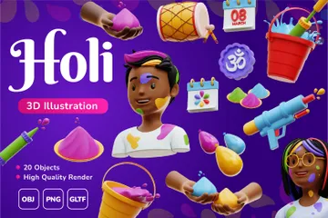 Festival Holi Paquete de Icon 3D