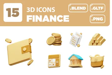 Finanças Ver. 01 Pacote de Icon 3D