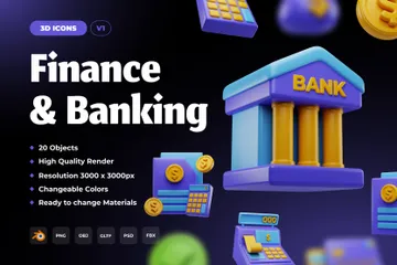 Finanças e bancos Pacote de Icon 3D