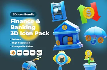 Finanças e bancos Pacote de Icon 3D