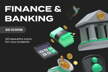 Finanças e bancos Pacote de Icon 3D