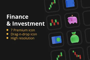 Finanças e Investimento Pacote de Icon 3D